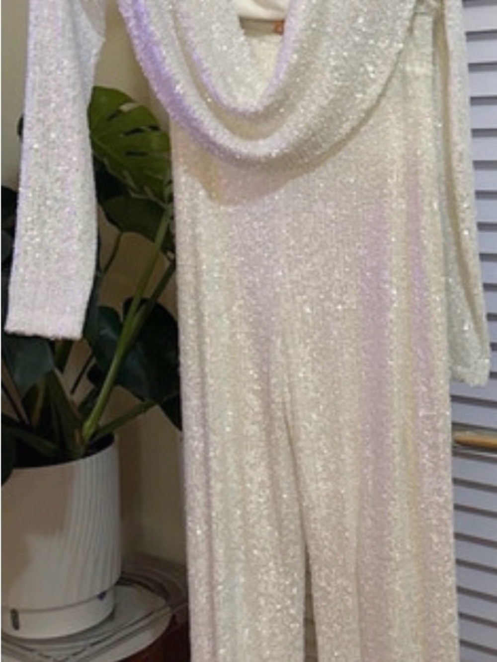Nookie Ivory Sequin Cowl-Neck Two Piece Jumpsuit